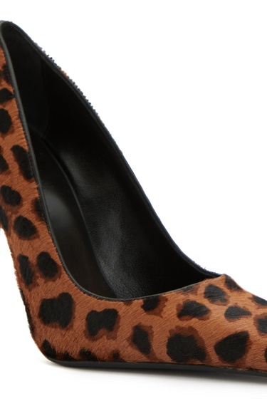  Network Kadın Leopar Desenli Tay Tüyü Topuklu Ayakkabı