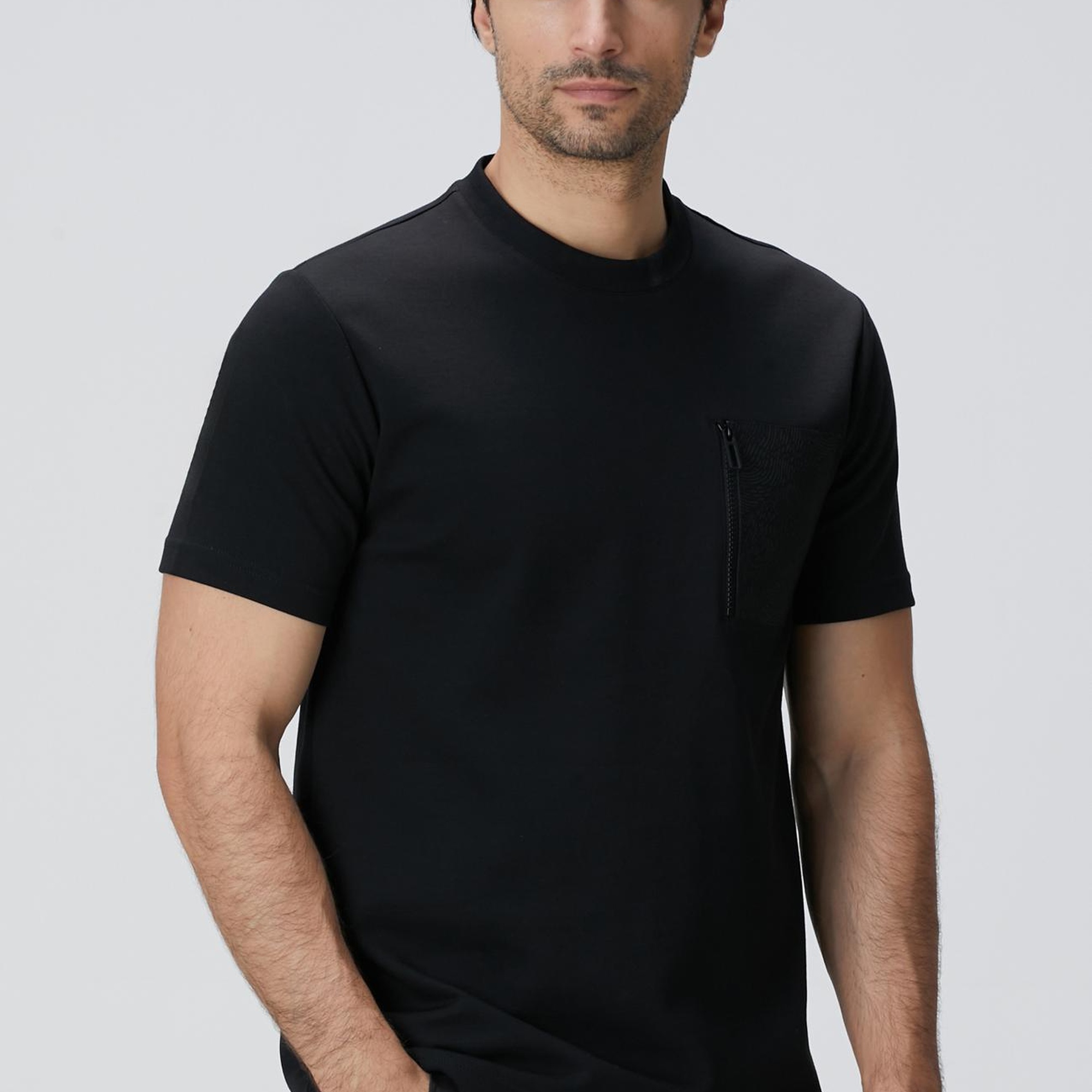 Network Erkek Siyah N-Tech Fermuar Cep Detaylı T-shirt