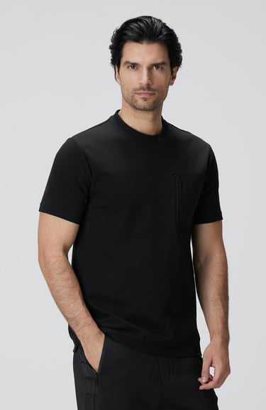  Network Erkek Siyah N-Tech Fermuar Cep Detaylı T-shirt