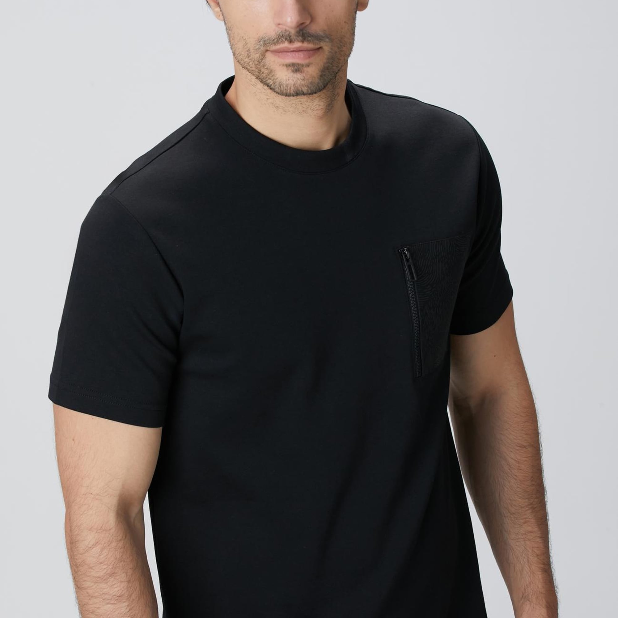 Network Erkek Siyah N-Tech Fermuar Cep Detaylı T-shirt