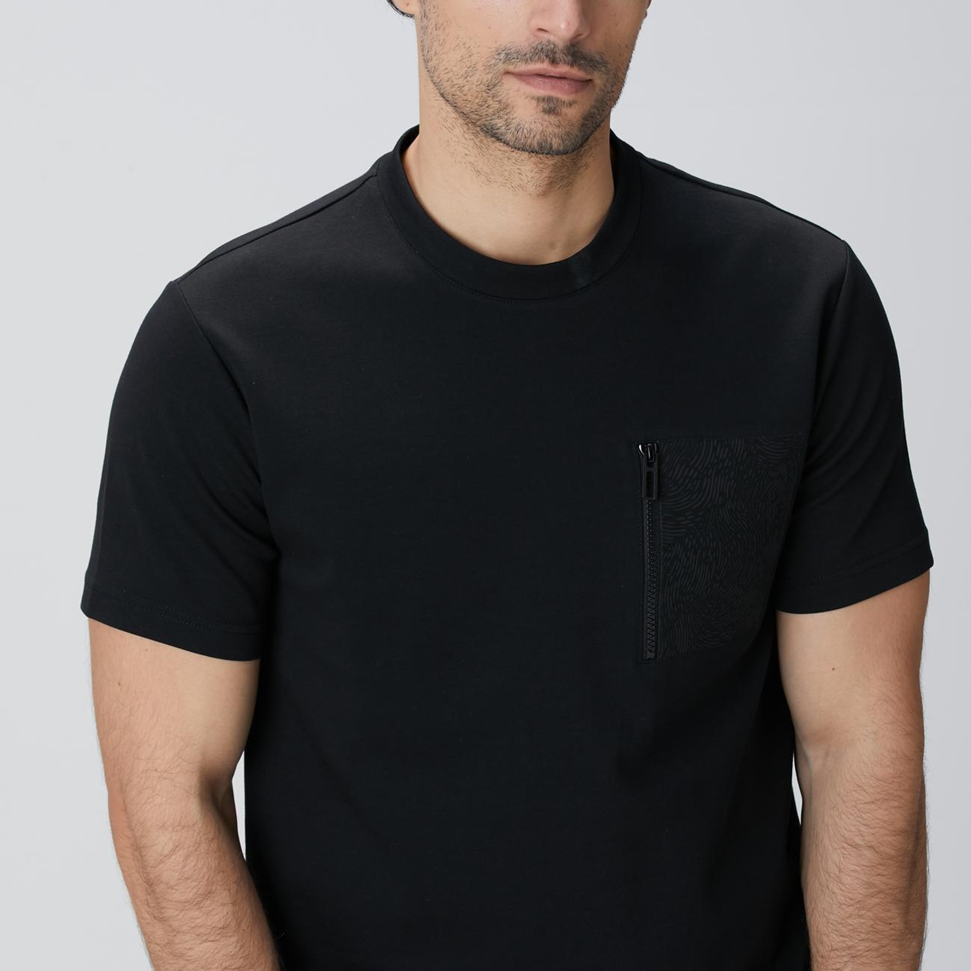 Network Erkek Siyah N-Tech Fermuar Cep Detaylı T-shirt