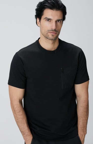  Network Erkek Siyah N-Tech Fermuar Cep Detaylı T-shirt