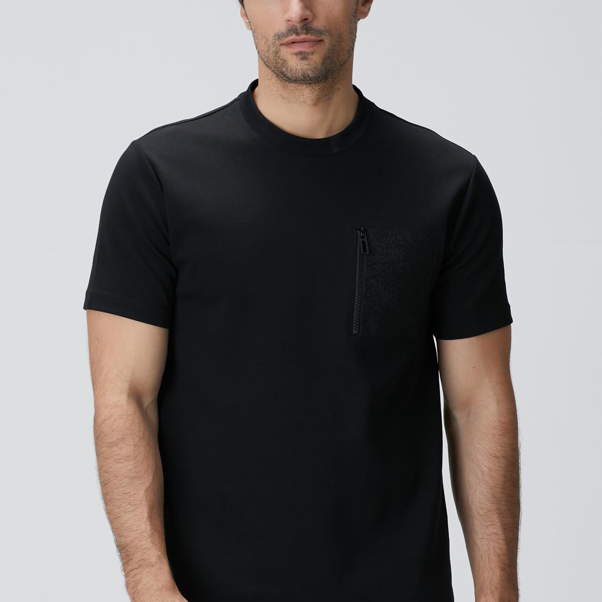 Network Erkek Siyah N-Tech Fermuar Cep Detaylı T-shirt