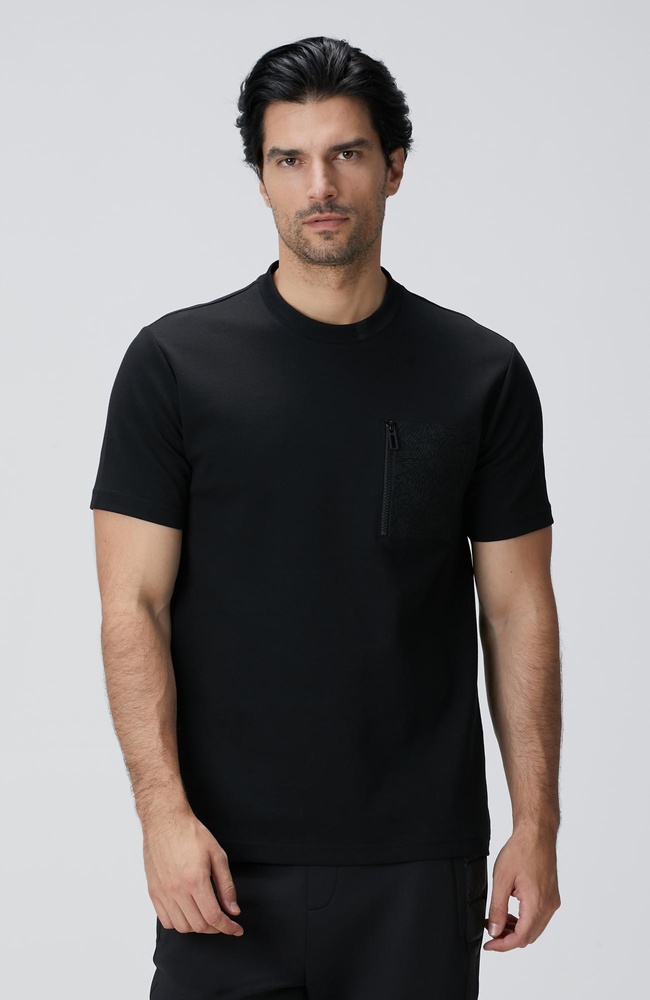  Network Erkek Siyah N-Tech Fermuar Cep Detaylı T-shirt