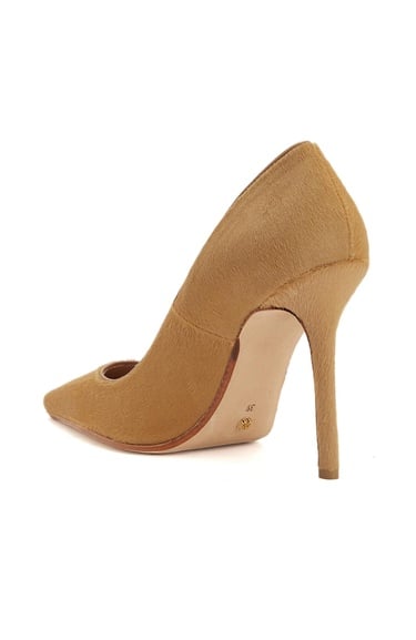  Network Kadın Camel Tay Tüyü Topuklu Ayakkabı