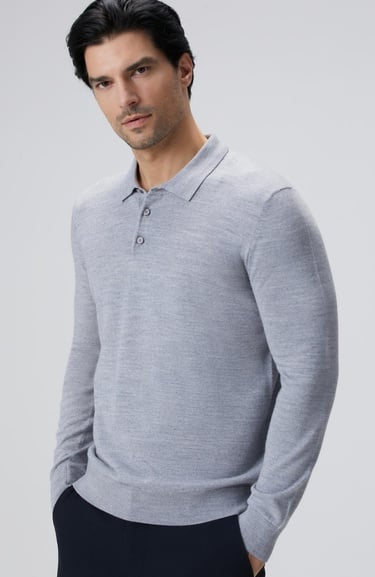  Network Erkek Gri Melanj Yün Karışımlı Triko Kazak
