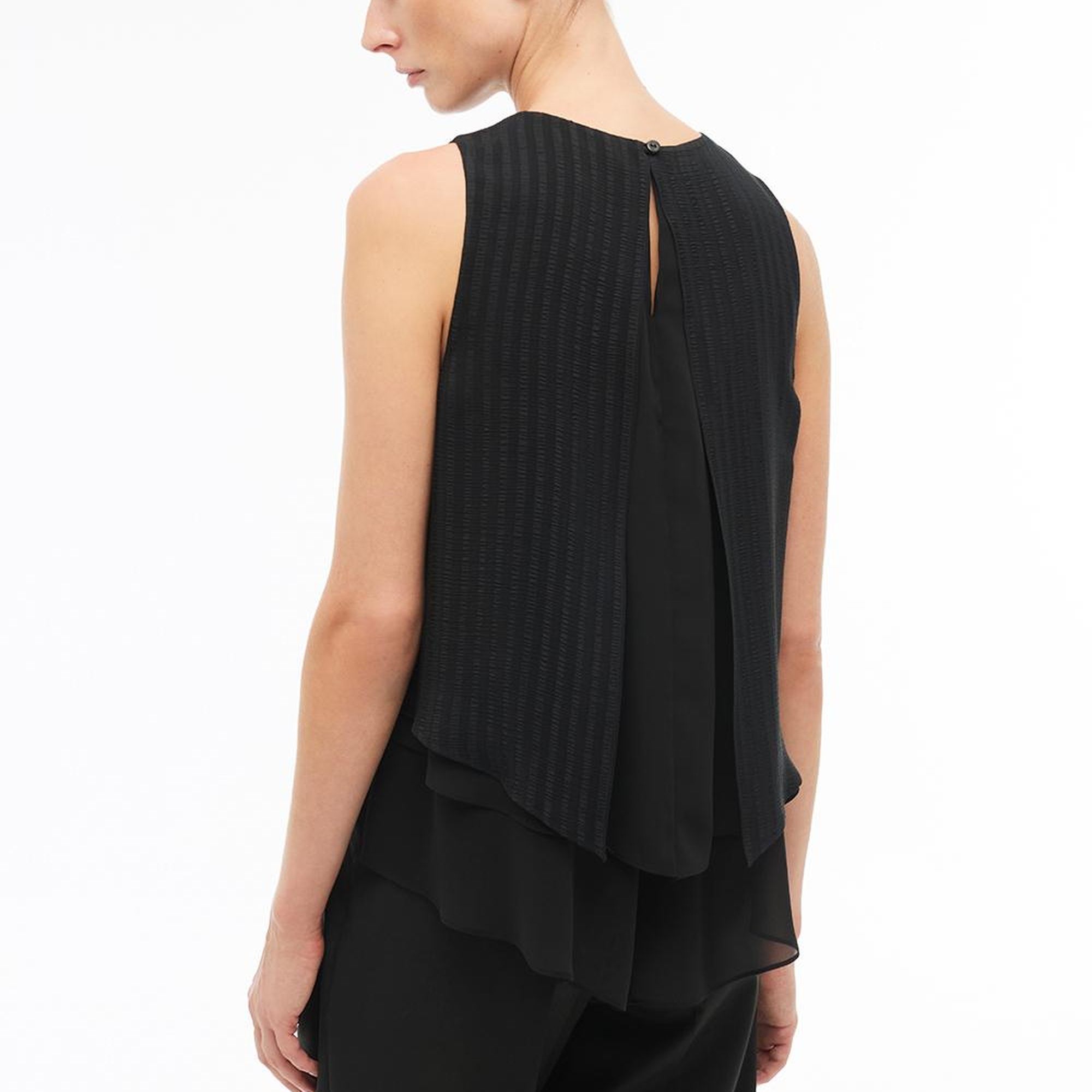 Siyah Bisiklet Yaka Sıfır Kol Bluz