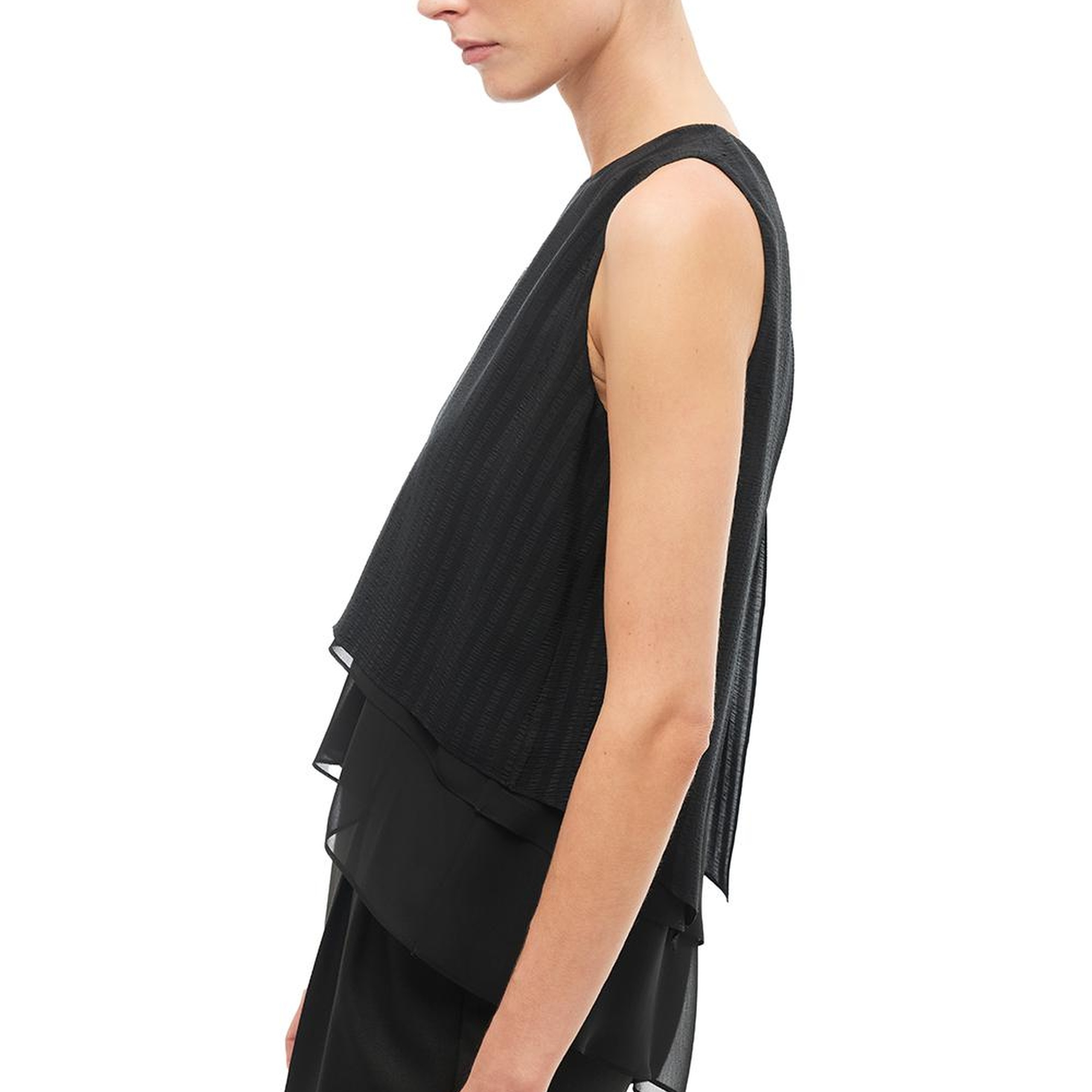 Siyah Bisiklet Yaka Sıfır Kol Bluz