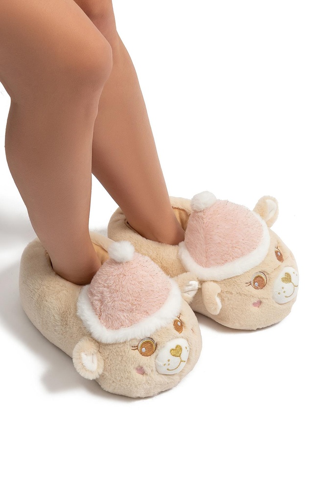  Roza Kadın Hayvanlı Panduf Bej 36/41