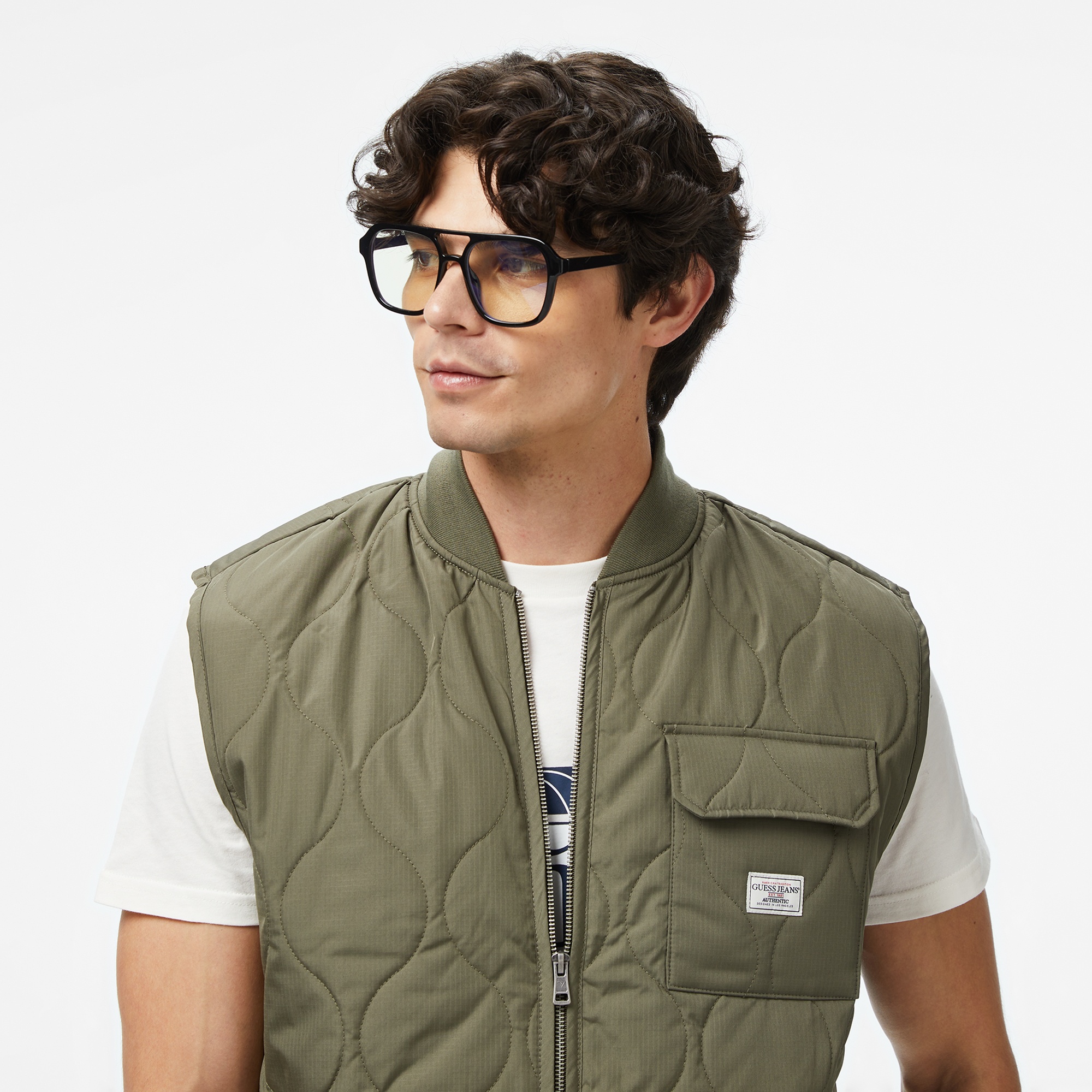 Guess Jeans Erkek Yeşil Yelek
