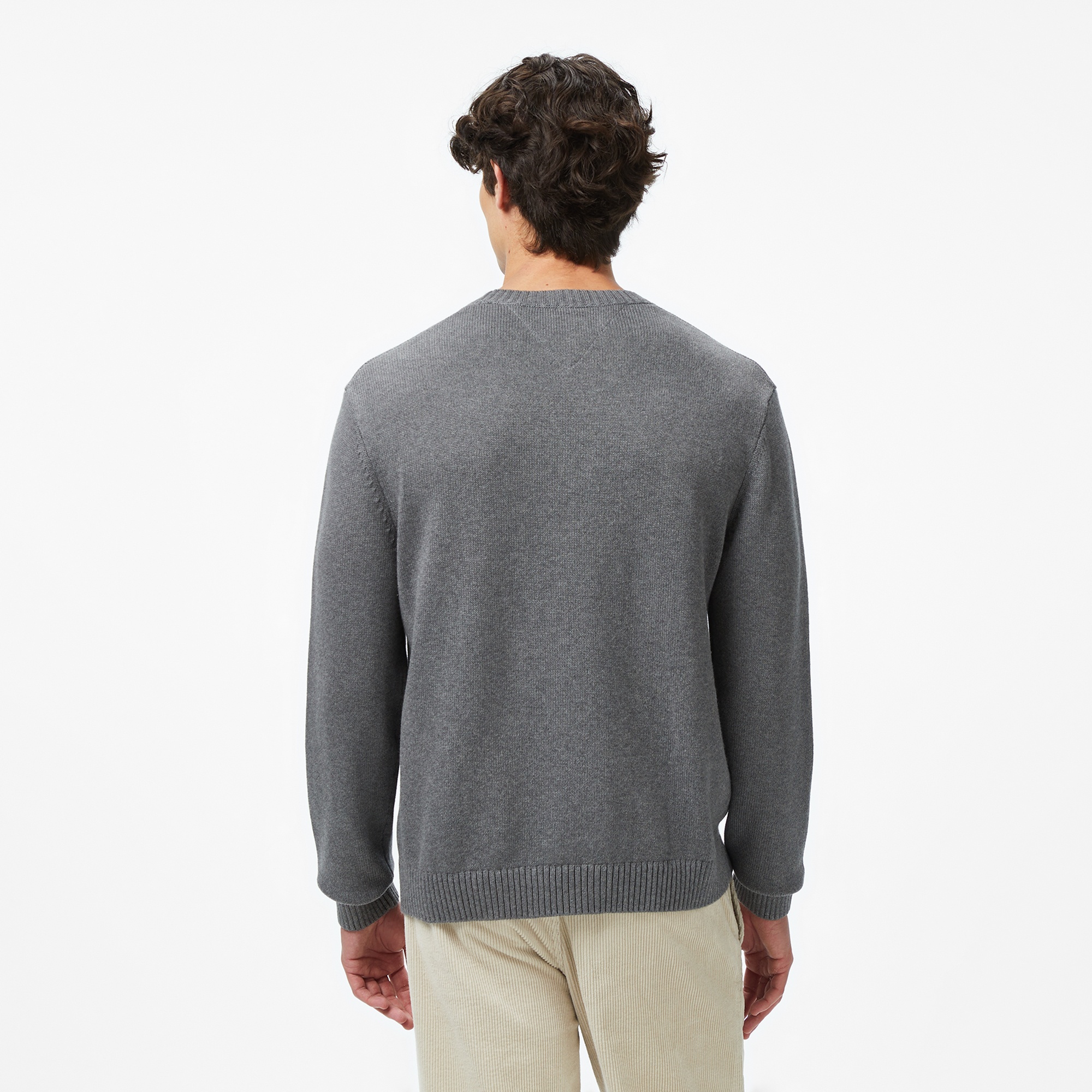 Tommy Jeans Regular Melange Flag Erkek Gri Kazak