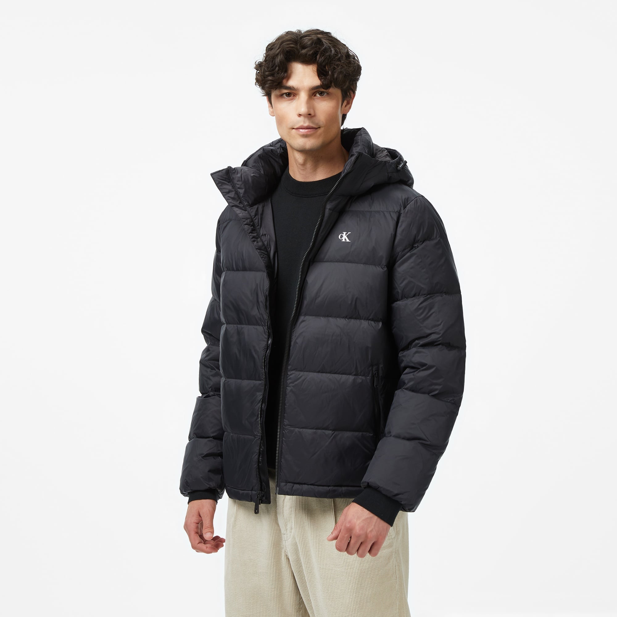 Calvin Klein Zip Off Hood Down Puffer Erkek Siyah Mont
