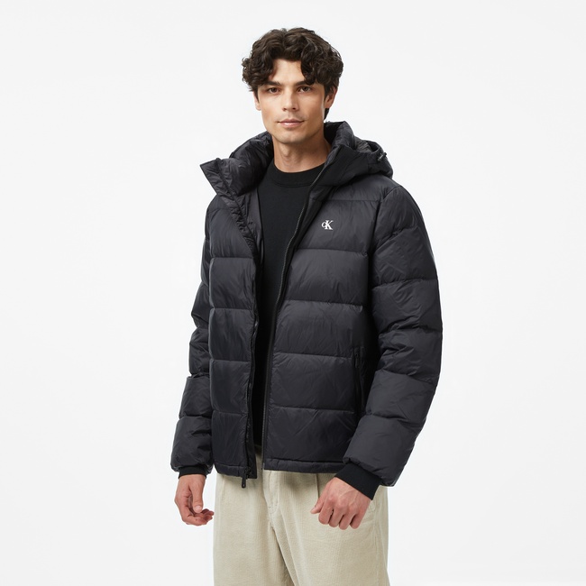  Calvin Klein Zip Off Hood Down Puffer Erkek Siyah Mont