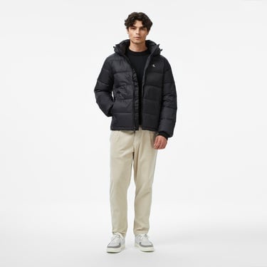  Calvin Klein Zip Off Hood Down Puffer Erkek Siyah Mont