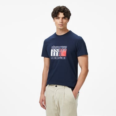  Tommy Hilfiger Twist Slim Flag Erkek Lacivert T-Shirt