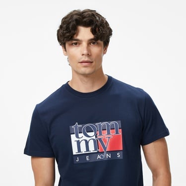  Tommy Hilfiger Twist Slim Flag Erkek Lacivert T-Shirt