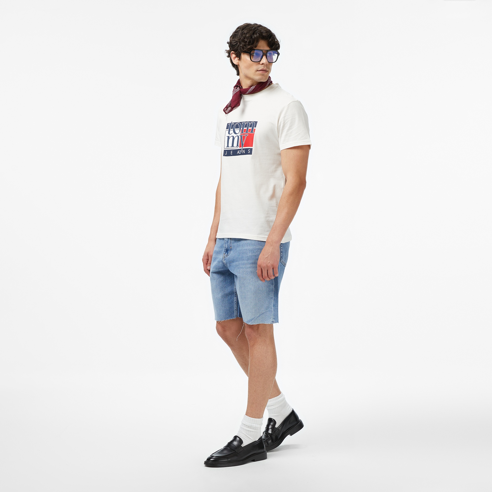 Tommy Hilfiger Twist Slim Flag Erkek Beyaz T-Shirt