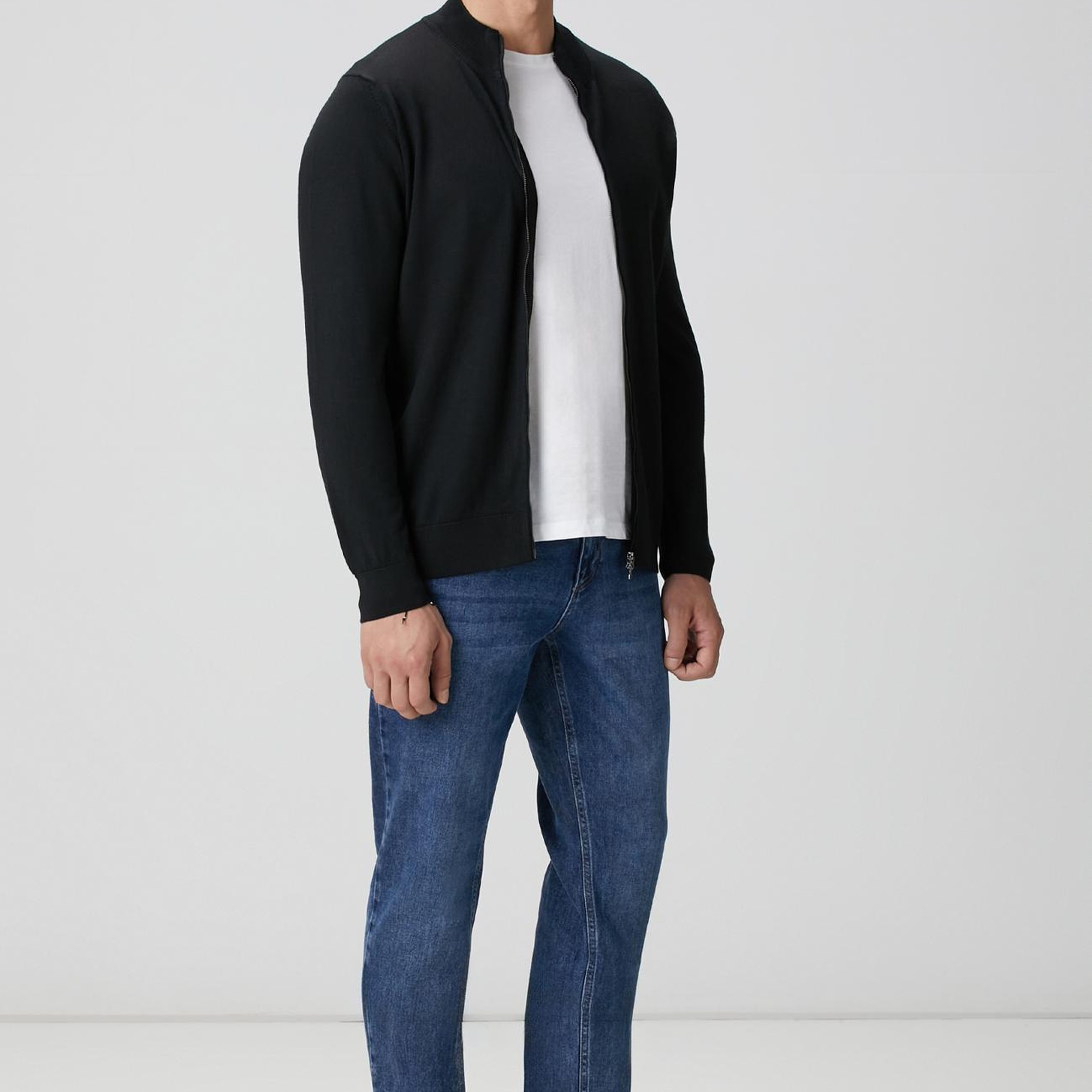 Network Erkek Siyah Yün Karışımlı Triko Hırka