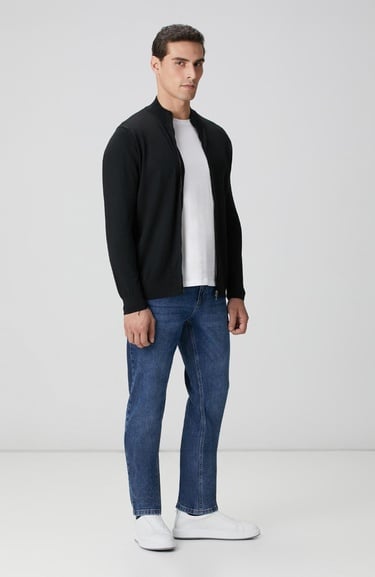  Network Erkek Siyah Yün Karışımlı Triko Hırka