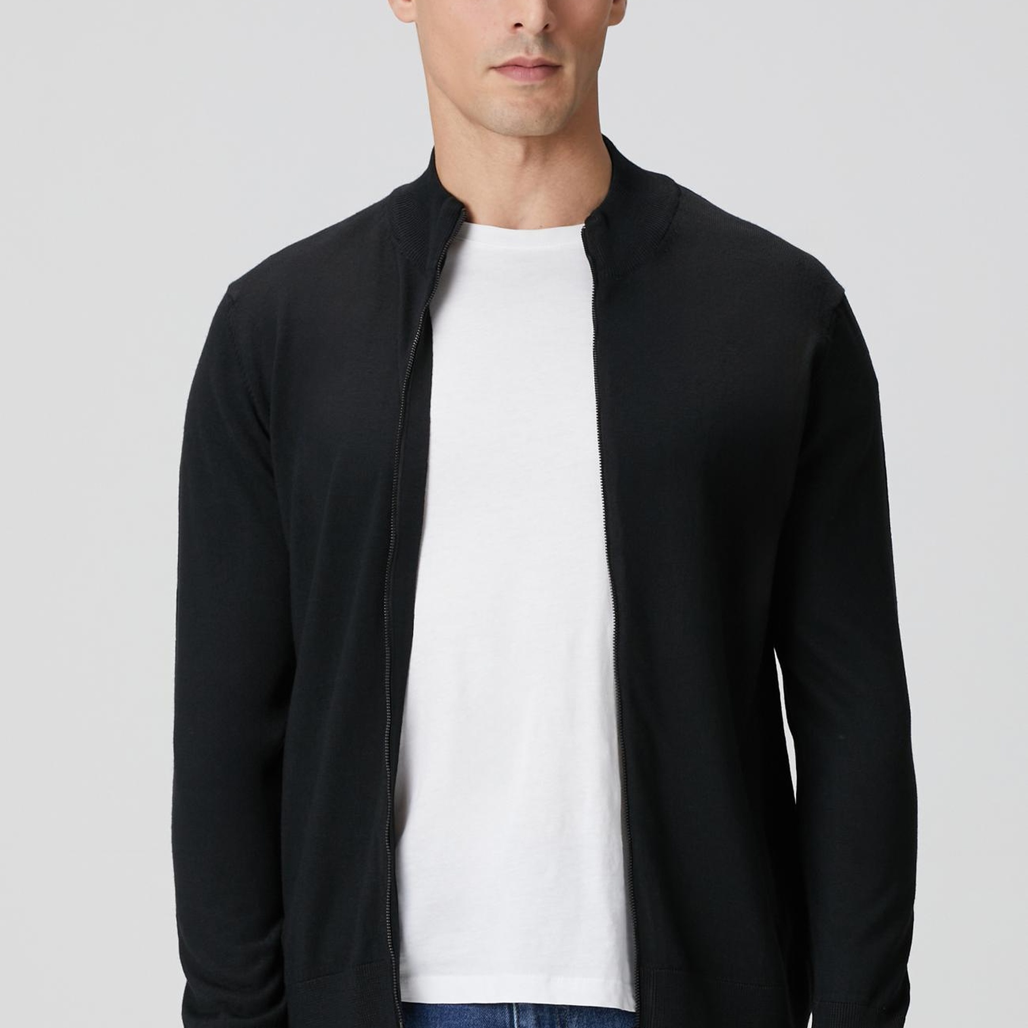 Network Erkek Siyah Yün Karışımlı Triko Hırka