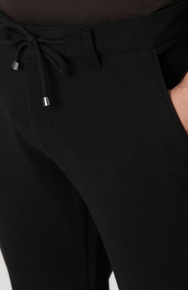  Network Erkek Siyah Diyagonal Desenli Pantolon