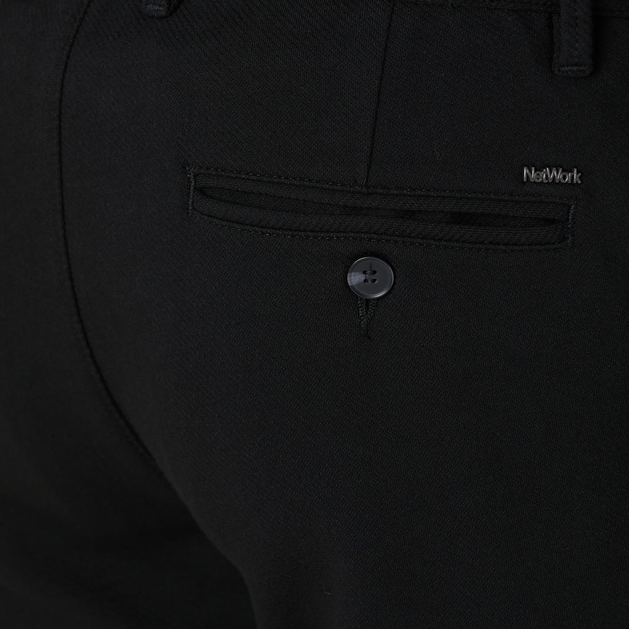 Network Erkek Siyah Diyagonal Desenli Pantolon