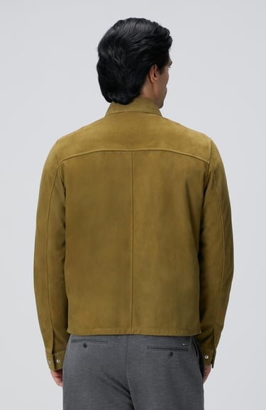  Network Erkek Yağ Yeşili Süet Deri Mont