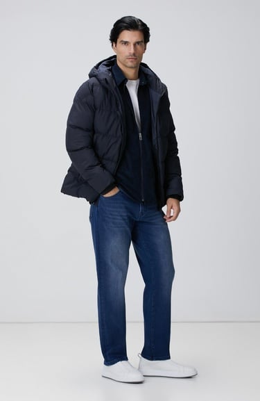  Network Erkek Lacivert Fermuarlı Fitilli Kadife Gömlek