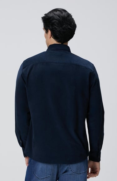  Network Erkek Lacivert Fermuarlı Fitilli Kadife Gömlek