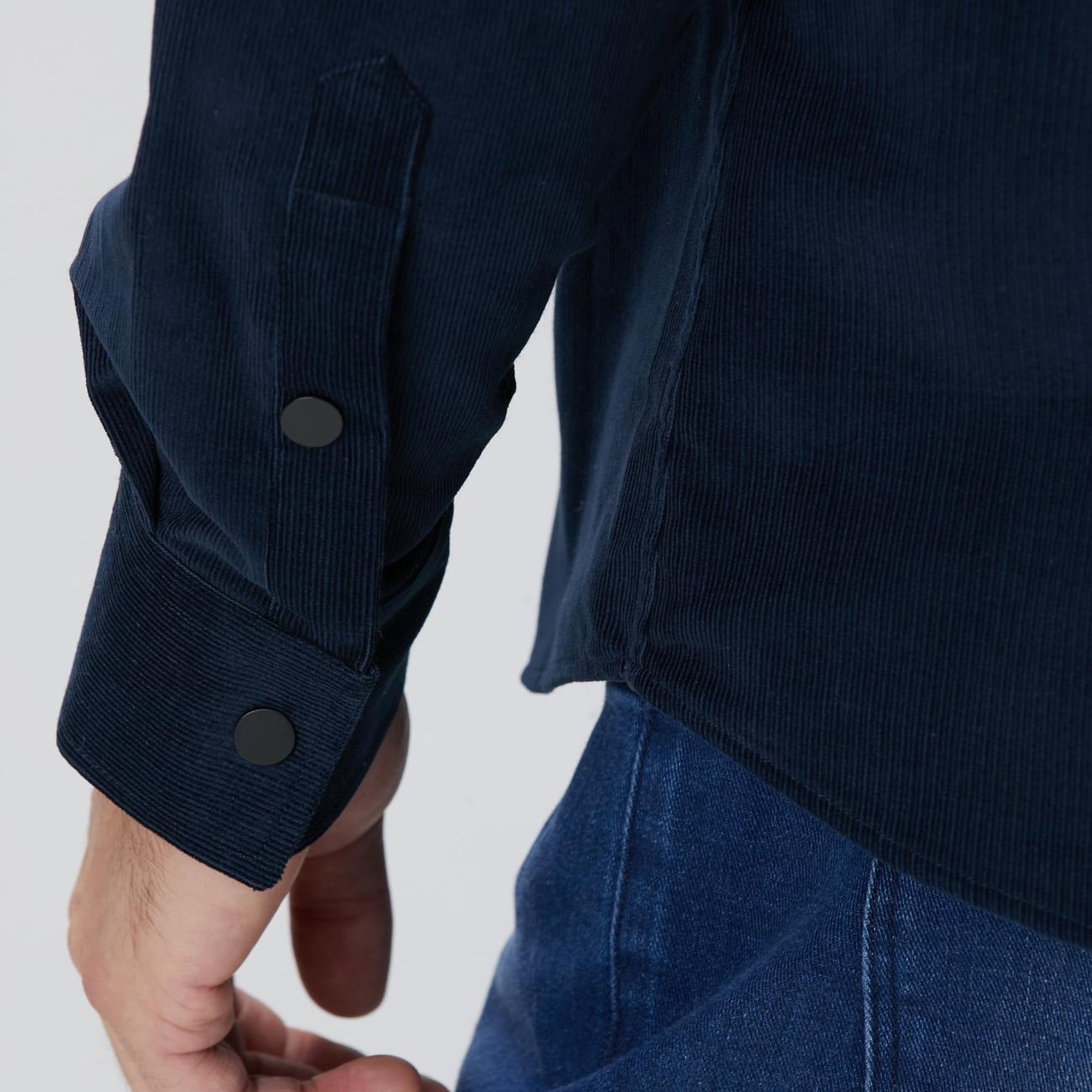 Network Erkek Lacivert Fermuarlı Fitilli Kadife Gömlek