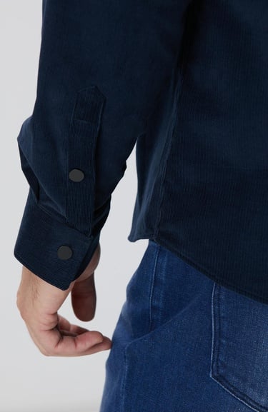  Network Erkek Lacivert Fermuarlı Fitilli Kadife Gömlek