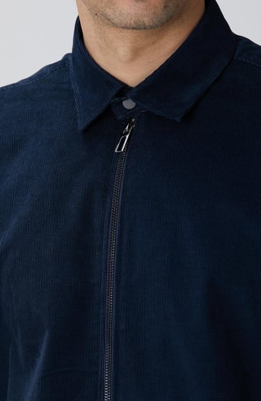  Network Erkek Lacivert Fermuarlı Fitilli Kadife Gömlek