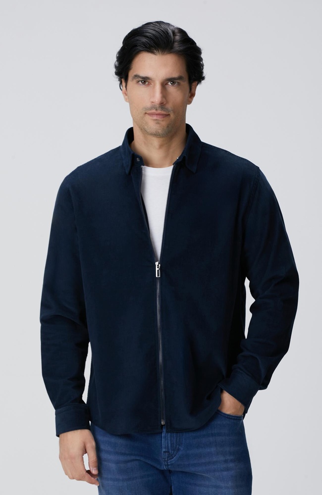  Network Erkek Lacivert Fermuarlı Fitilli Kadife Gömlek