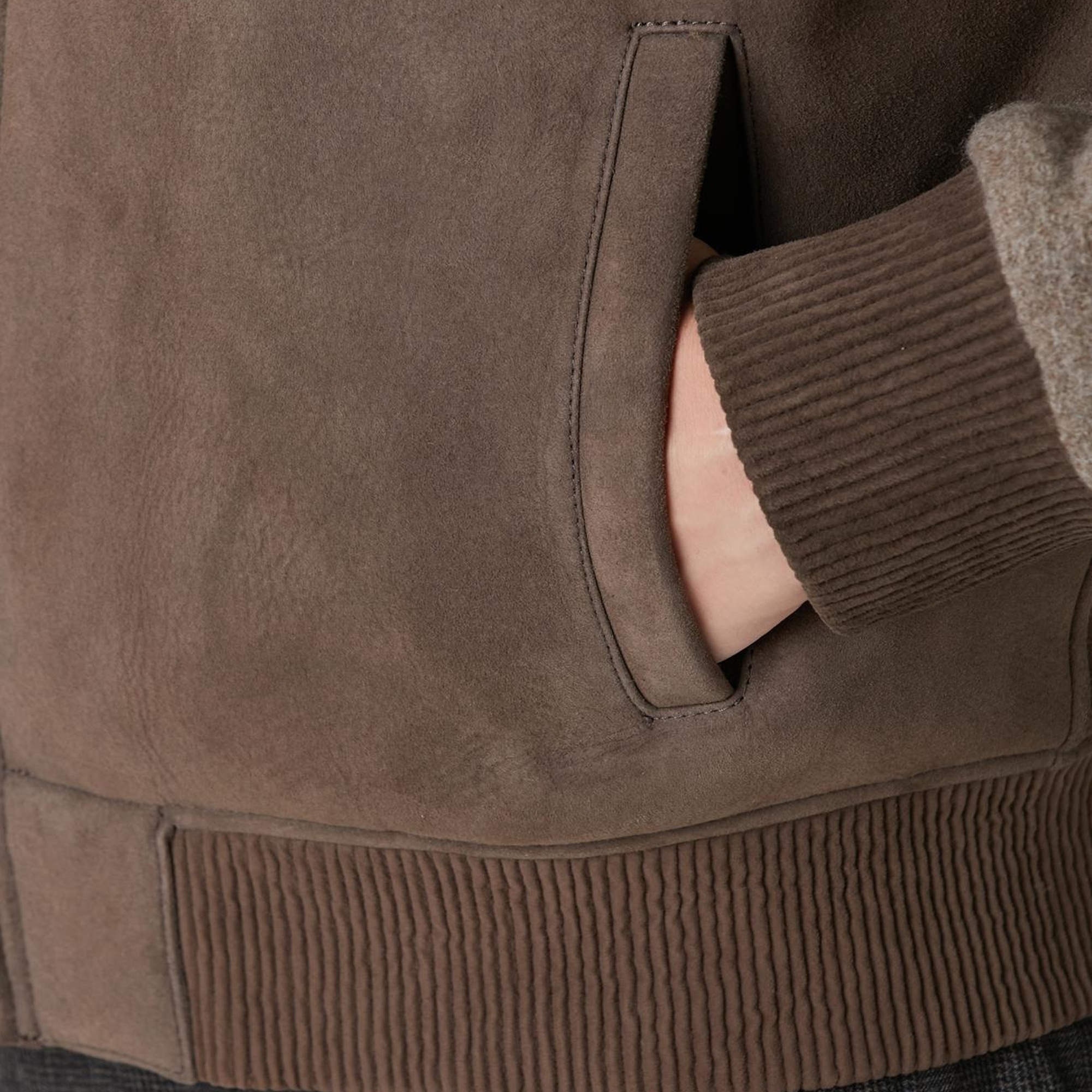 Network Erkek Vizon Yakası Kürklü Deri Mont