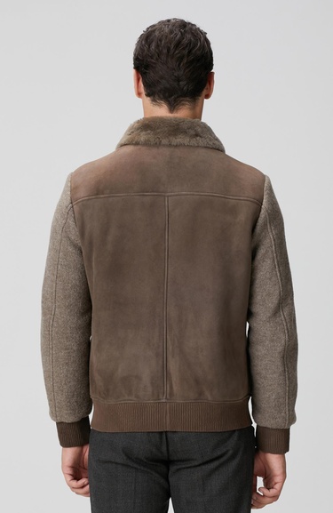  Network Erkek Vizon Yakası Kürklü Deri Mont