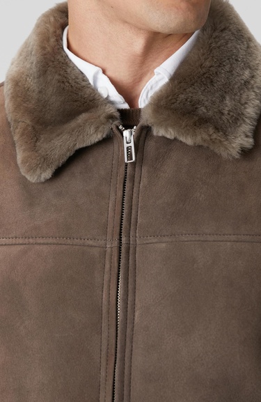  Network Erkek Vizon Yakası Kürklü Deri Mont