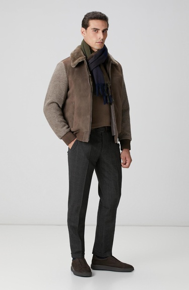  Network Erkek Vizon Yakası Kürklü Deri Mont