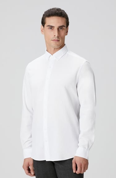  Network Erkek Beyaz Petek Desenli Gömlek