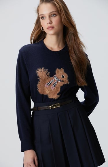  Network Kadın Lacivert Yün Karışımlı Kazak