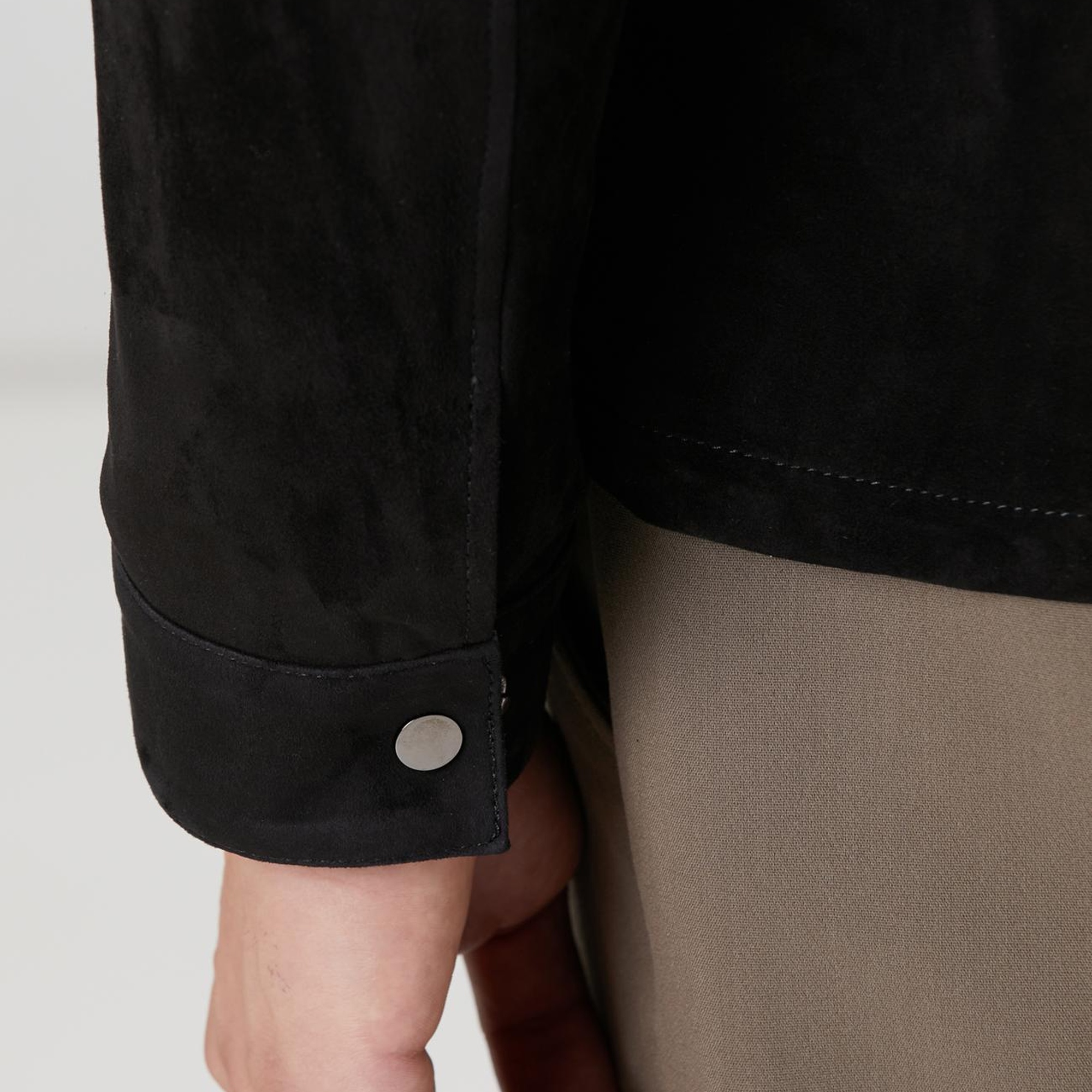 Network Erkek Siyah Göğüste Çift Cep Detaylı Süet Mont