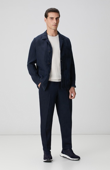  Network Erkek Lacivert Cep Detaylı Parça Boya Keten Dış Gömlek