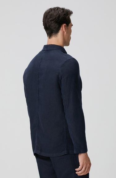  Network Erkek Lacivert Cep Detaylı Parça Boya Keten Dış Gömlek