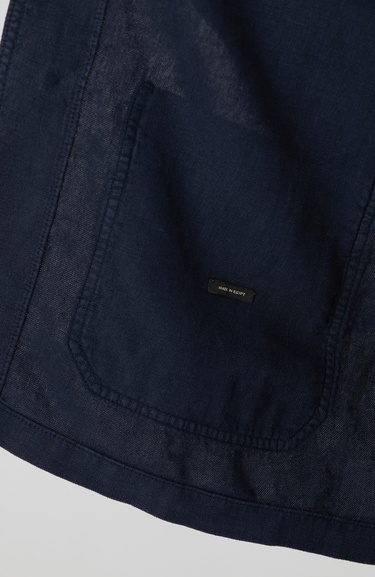  Network Erkek Lacivert Cep Detaylı Parça Boya Keten Dış Gömlek