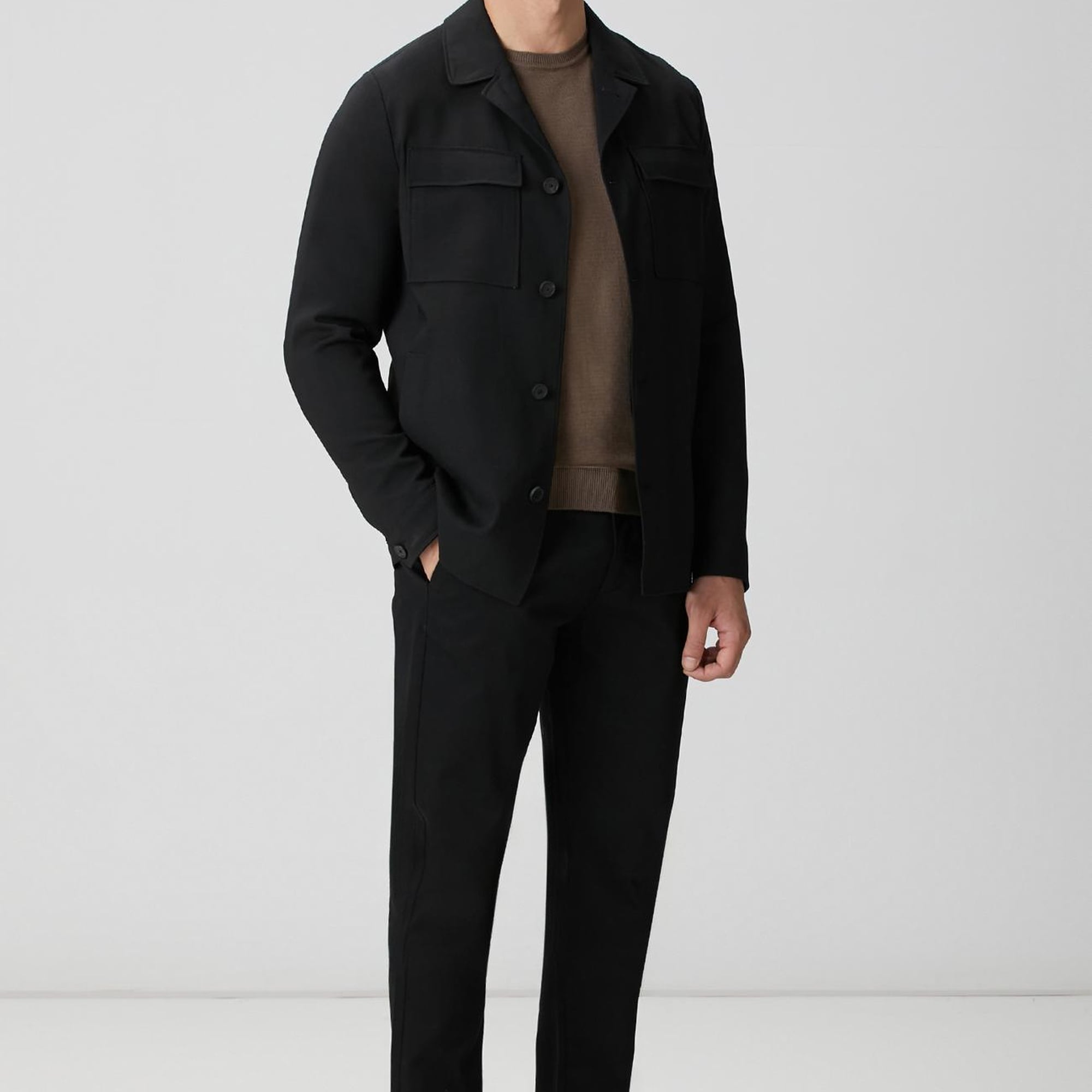 Network Erkek Siyah Cep Detaylı Yün Dış Gömlek