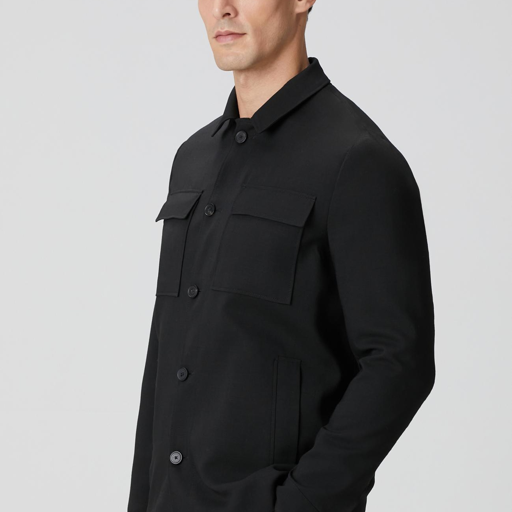 Network Erkek Siyah Cep Detaylı Yün Dış Gömlek