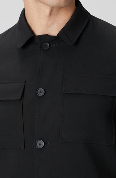  Network Erkek Siyah Cep Detaylı Yün Dış Gömlek