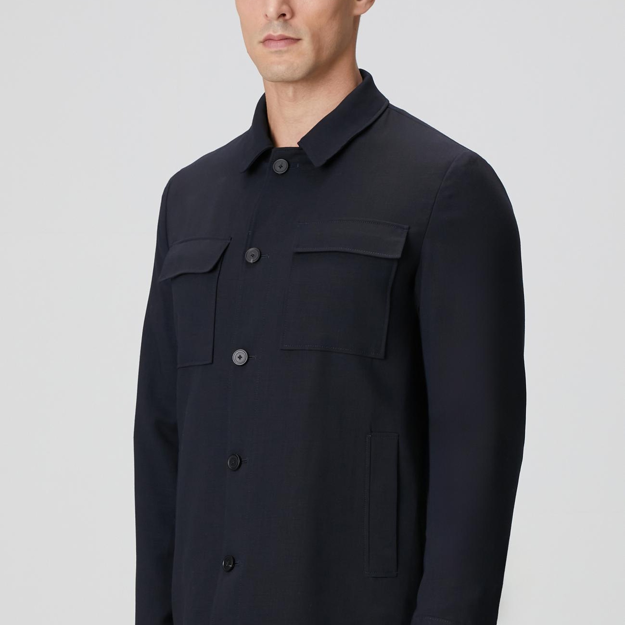 Network Erkek Koyu Lacivert Cep Detaylı Yün Dış Gömlek