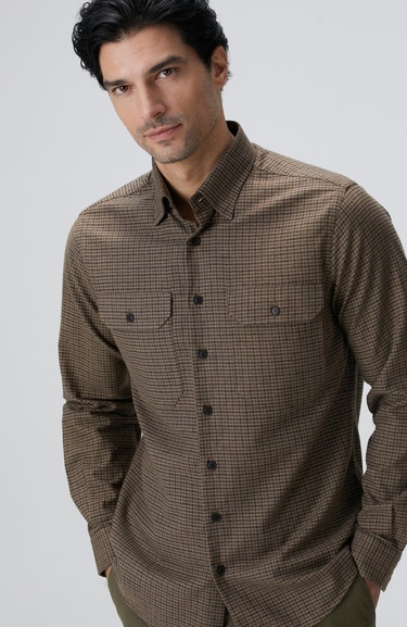  Network Erkek Kahverengi Pötikare Desenli Gömlek