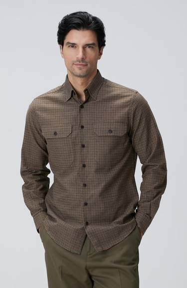  Network Erkek Kahverengi Pötikare Desenli Gömlek