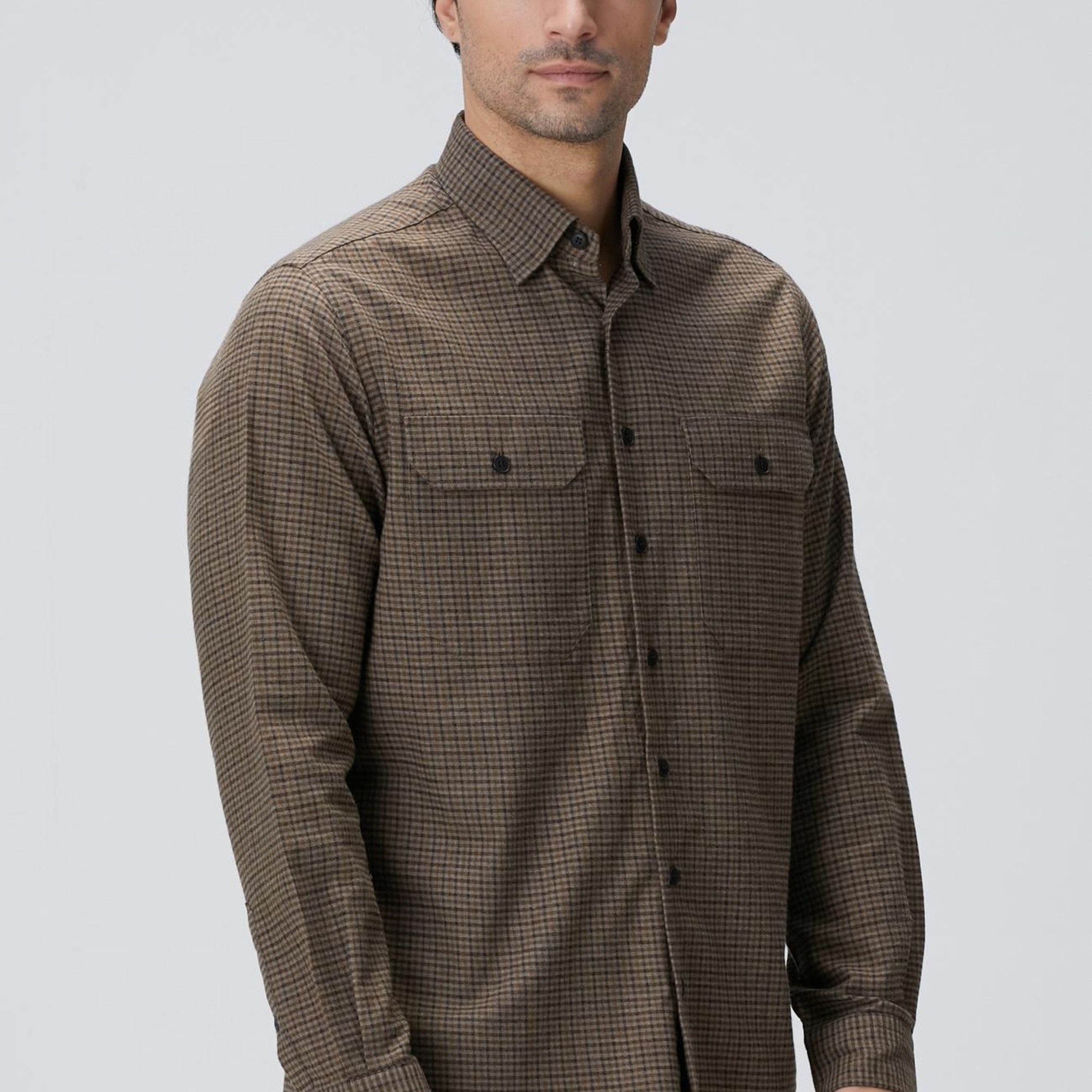 Network Erkek Kahverengi Pötikare Desenli Gömlek